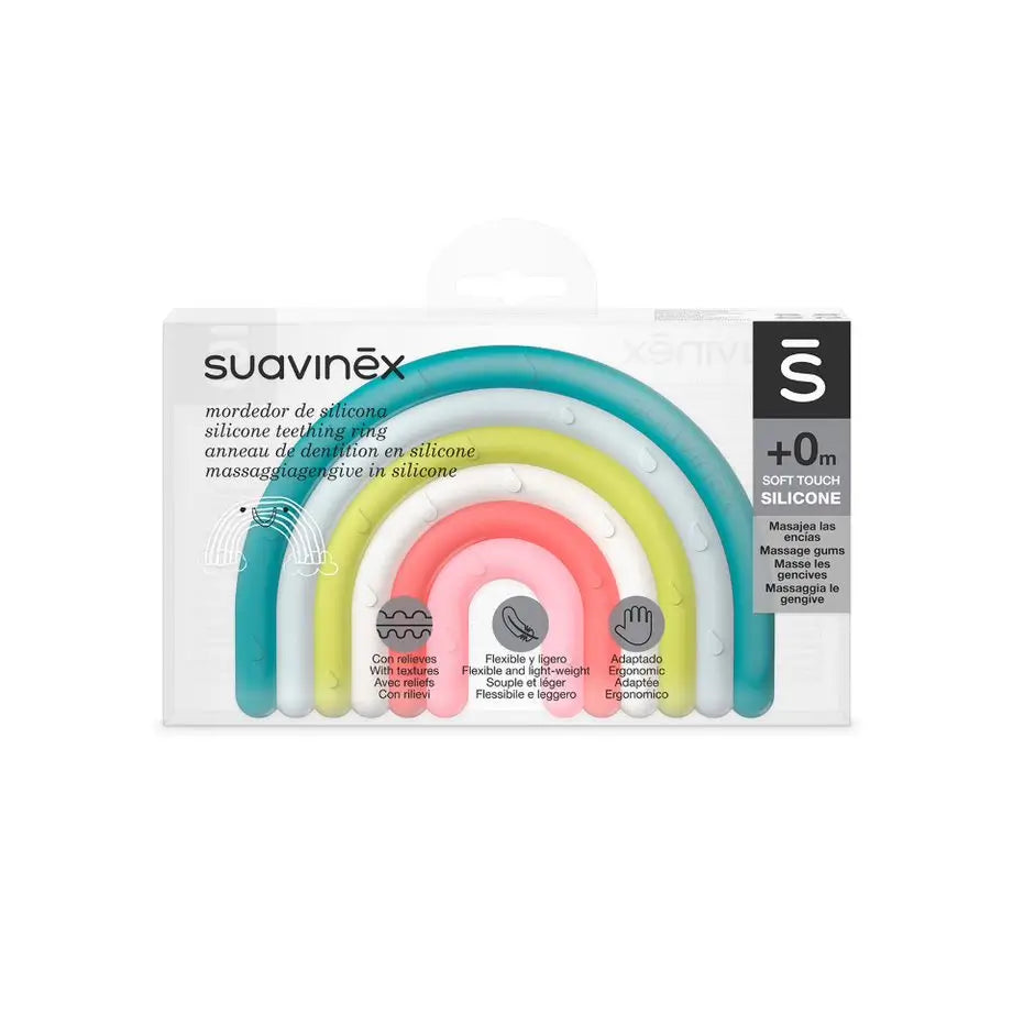 Suavinex silikoninen purulelu +0 kuukautta, sateenkaari, monivärinen 