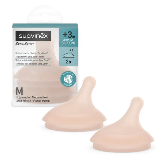Suavinex-pakkaus, 2 Zero Zero -tuttia, keskivahva virtaus (M), yli 3 kuukautta, Medium