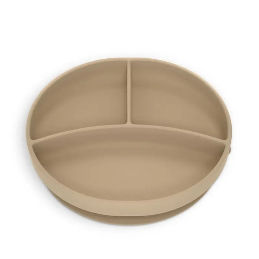 Suavinex-silikonilautanen, jossa imukuppi ja lokerot, yli 6 kuukautta, beige