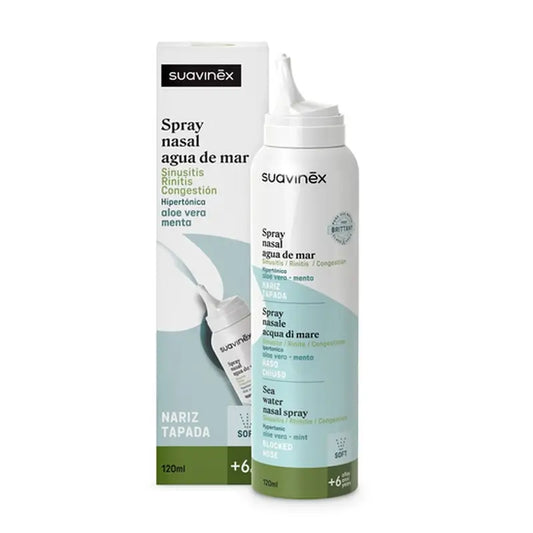 Suavinex merivettä sisältävä nenän tukkoisuutta lievittävä suihke +6A, 120 ml
