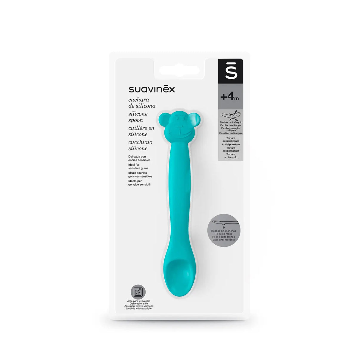 Suavinex-silikonilusikka vauvoille (4 kuukautta ja yli), väri: vihreä