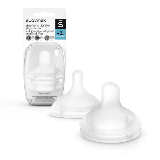 Suavinex 2 kpl:n pakkaus Sx Pro -fysiologisia silikonitutteja. Keskitason virtaus (M)
