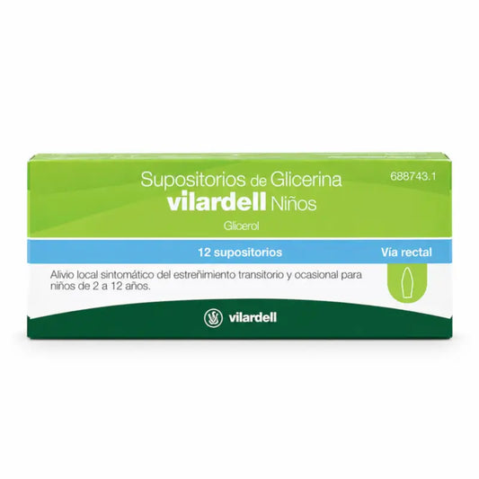 Vilardell-glyseriinipistokkeet lapsille, 12 kpl, läpipainopakkaus