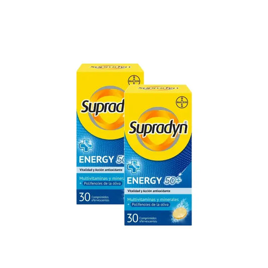 Supradyn Energy 50+ Vitamiinit ja energia, 2 x 30 poreilevaa tablettia sisältävä pakkaus