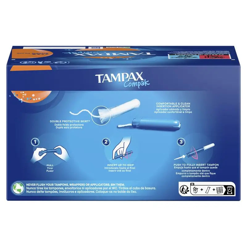 Tampax Compak Super Plus -tamponit, joissa on asettimella, 26 kpl