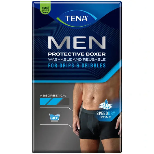 Tena Men -pesukestävät bokserit, musta, koko L, 1 kpl