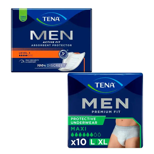 TENA Men Level 3 -inkontinenssituotteet 1 x 16 kpl + TENA Men Pants Premium Fit L 1 x 10 kpl