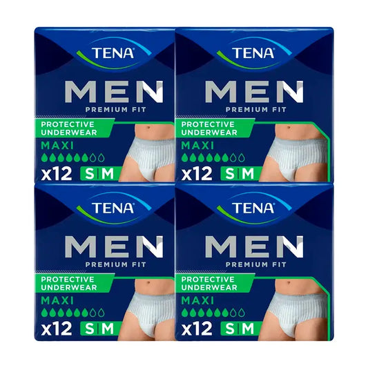 TENA Pack Men Pants Premium Fit, koko S–M, 4 x 12 kpl