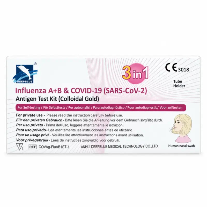 SARS-CoV-2- ja A/B-influenssa-antigeenien Duo-testi, 1 kpl