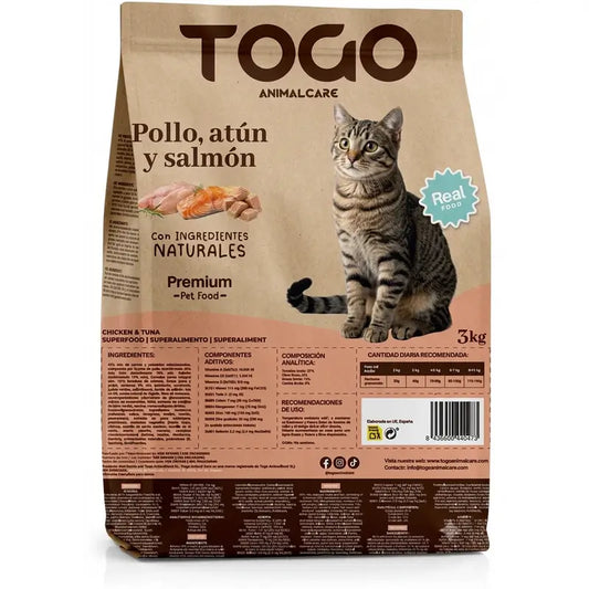 TOGO Steriloitu kissanruoka, tonnikalaa, lohta ja kanaa, probiootteja sisältävä, 3 kg