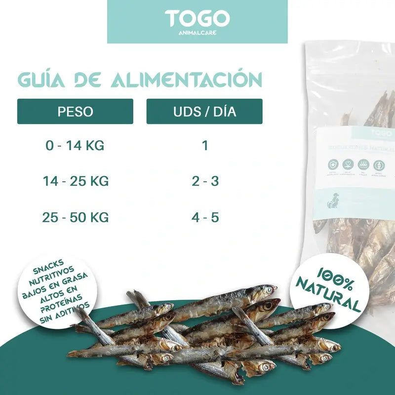 Togo Snack Natural Kuivatut anjovikset, 3 kpl:n pakkaus