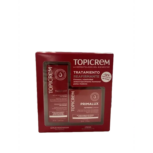 Topicrem Anti-Aging -paketti: Theavit-seerumi 30 ml + Primalux-voide 50 ml 15 % 