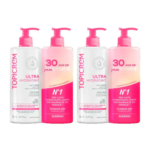 Topicrem kosteuttava vartalovoide, 4 x 500 ml:n pakkaus