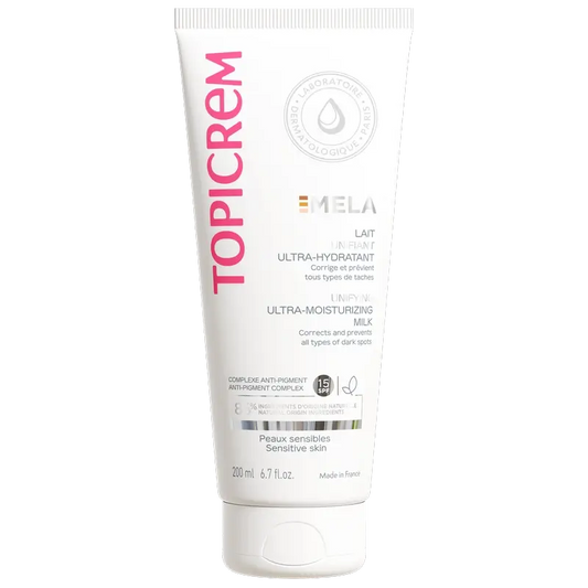 Topicrem Mela Ultra-kosteuttava vartalonhoitovoide SPF 15, 200 ml