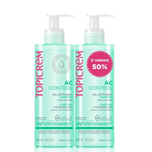 Topicrem Ac Control -puhdistusgeeli -duopakkaus 400 ml, 2. kpl, 50 % 