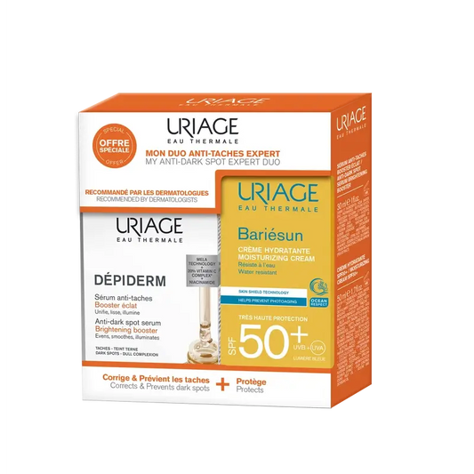 Uriage Depiderm -seerumi 30 ml + Bariesun -voide 50+