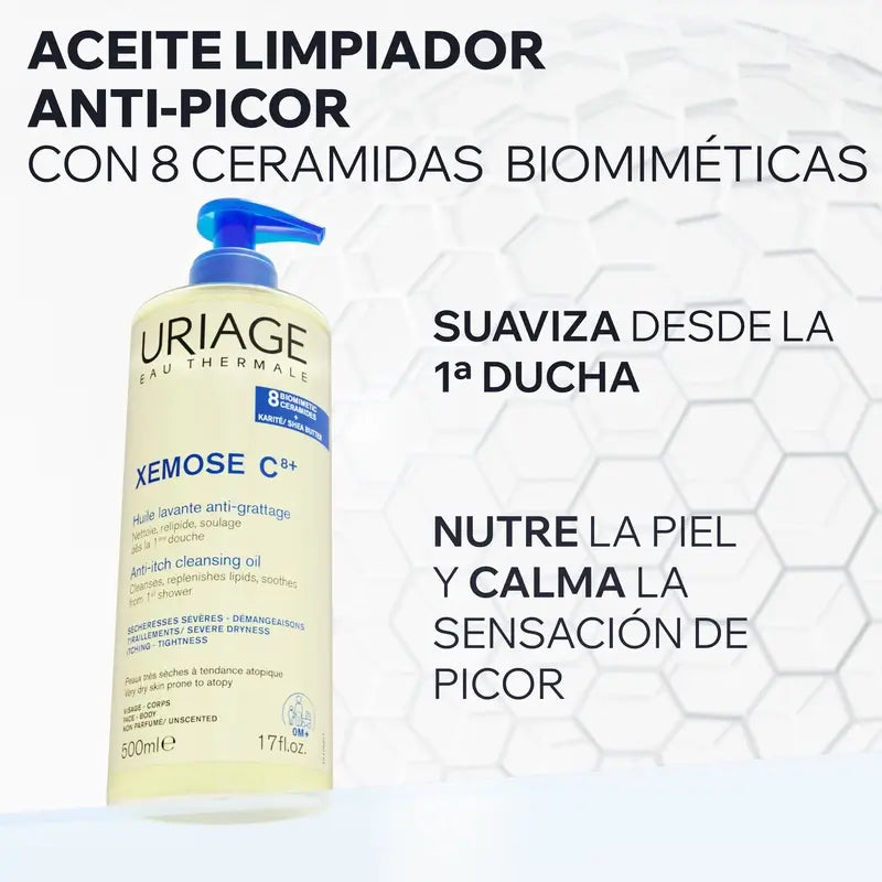 Uriage Xemose C8+ kutinaa lievittävä puhdistusöljy 500 ml