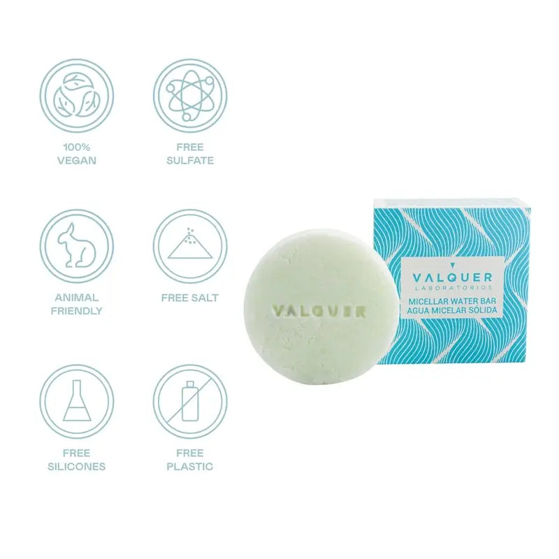 Valquer Skin Care Ice -kiinteä micellaarivesi kaikille ihotyypeille, 50 g