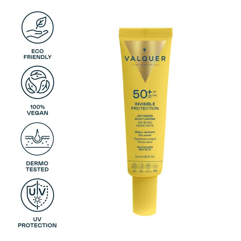 Valquer Sunscreen kasvojen aurinkovoide 50+ Invisible Protection, 40 ml