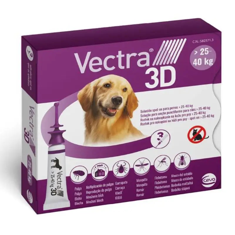Vectra 3D Koira 25–40 kg, 3 pipettia