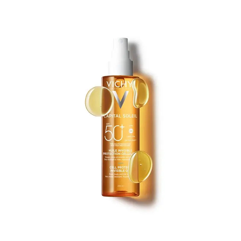 Vichy Capital Soleil Invisible Oil Cell Protect SPF 50+ aurinkovoide, 200 ml