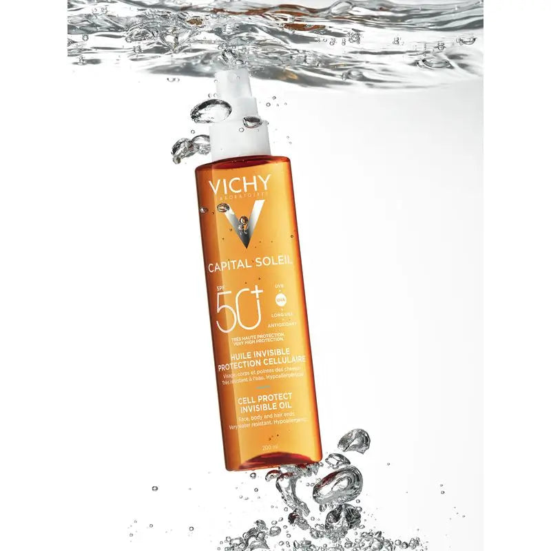 Vichy Capital Soleil Invisible Oil Cell Protect SPF 50+ aurinkovoide, 200 ml