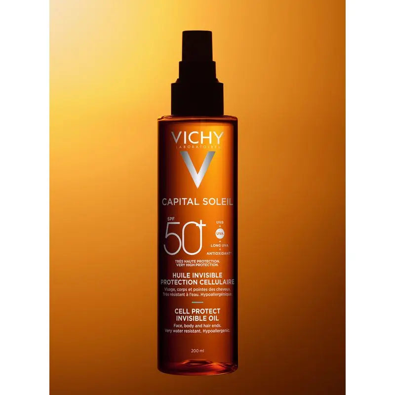 Vichy Capital Soleil Invisible Oil Cell Protect SPF 50+ aurinkovoide, 200 ml