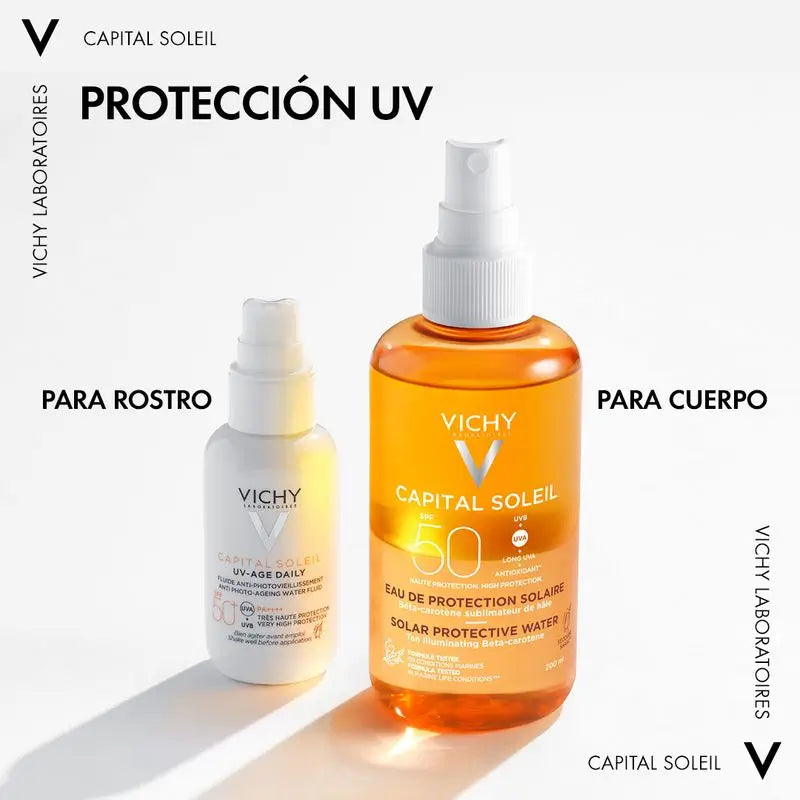 Vichy Capital Soleil Aurinkosuojavesi SPF 50, kirkastava, 200 ml
