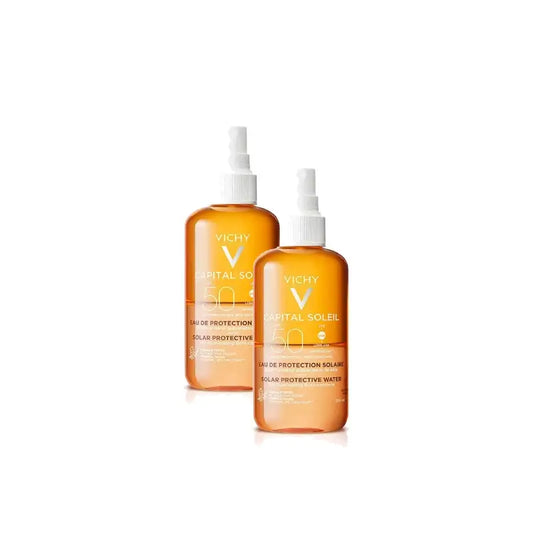 Vichy Capital Soleil Agua Solar Luminosidad SPF50 200 ml, 2 kpl:n pakkaus