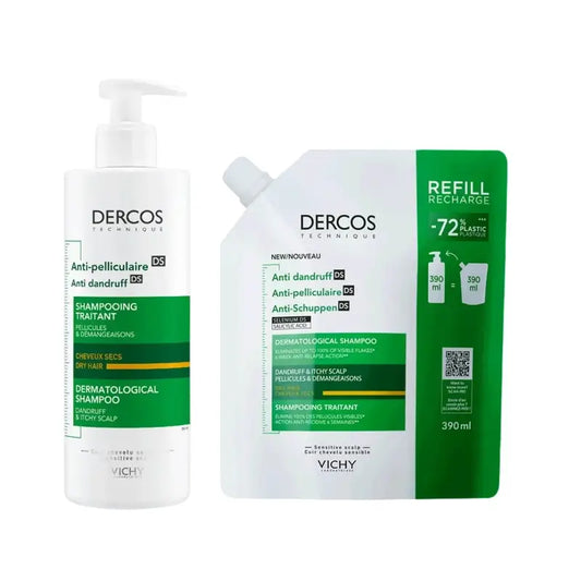 Vichy Dercos Anti-Dandruff Shampoo for Dry Hair 400ml + Refill 400ml