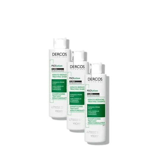 Vichy Dercos Psolution -shampoo hilseen ja kutinan torjuntaan, 3 kpl:n pakkaus
