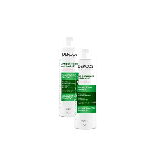 Vichy Dercos Technique hilseä torjuva shampoo herkälle päänahalle 200 ml, 2 kpl:n pakkaus