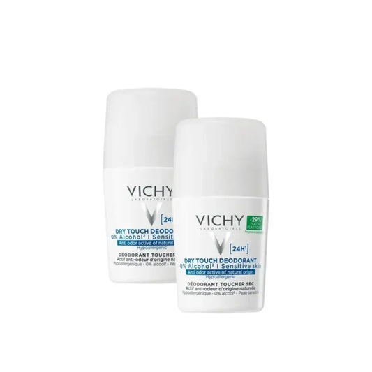 Vichy 24H Dry Touch -deodorantti, roll-on, 0 % alkoholia, 50 ml, 2 kpl:n pakkaus