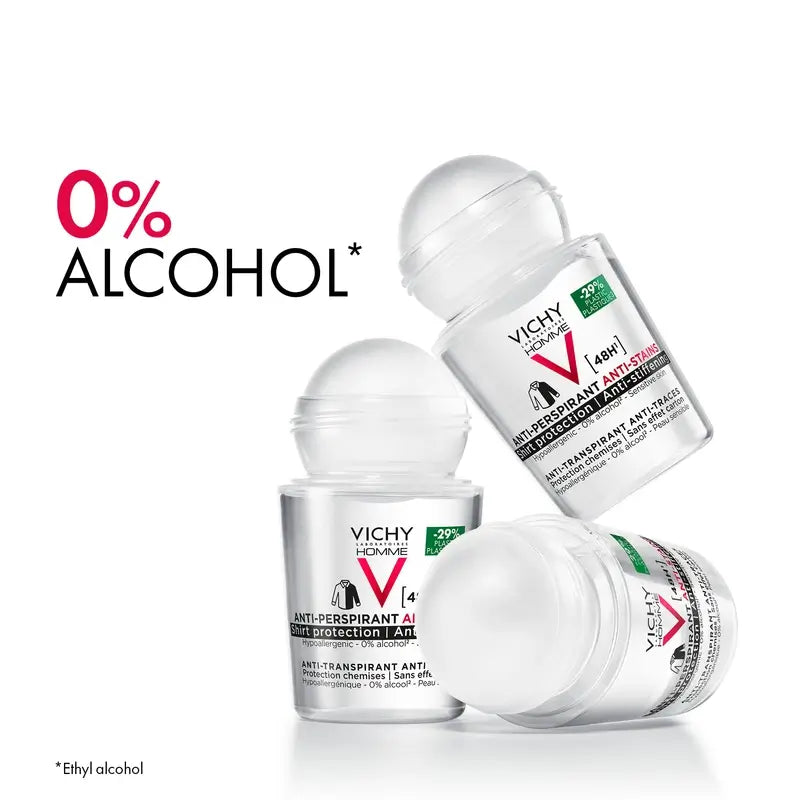 Vichy Homme 48H-deodorantti, hikoilua ja tahroja estävä roll-on, 50 ml