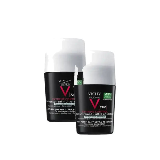 Vichy Homme 72H Extreme Control -hikoilua estävä deodorantti, roll-on, 50 ml, 2 kpl:n pakkaus