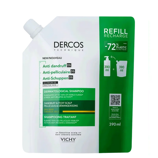 Vichy Dercos Technique Ecorefill -shampoo kuivalle hilselle