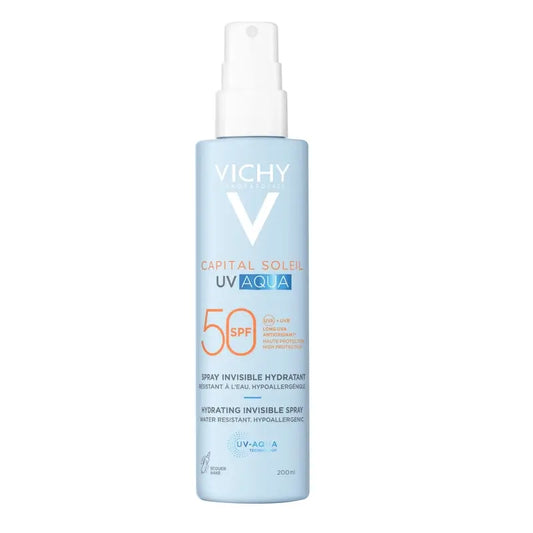 Vichy Solar UV Aqua Spray – näkymätön kosteuttava suojaspray SPF 50, 200 ml