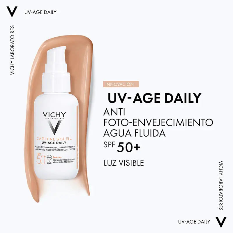 Vichy Capital Soleil UV Age Daily Water Fluid, vaalea sävy, SPF50, 40 ml