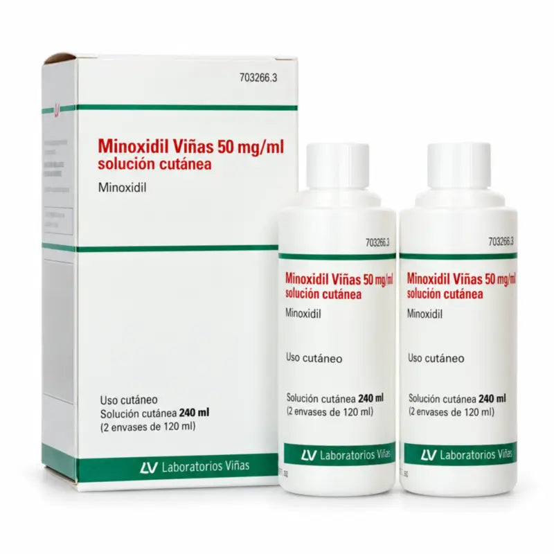 Minoxidil Viñas 50 mg/ml Minoxidil  ihonhoitoliuos, 2 pulloa à 120 ml