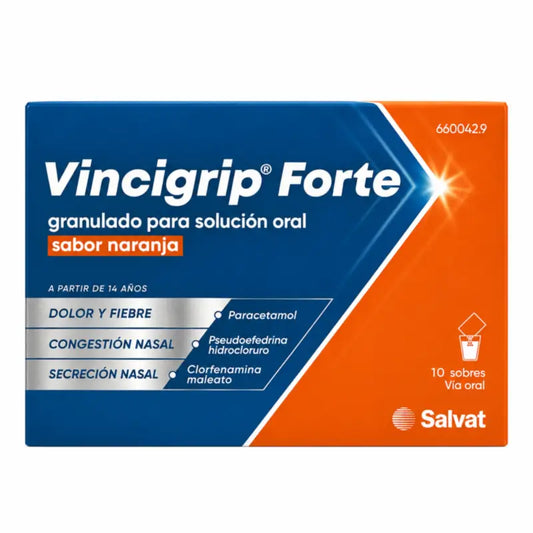 Vincigrip Forte -suun kautta otettava liuos, appelsiininmakuinen, 10 annospussia