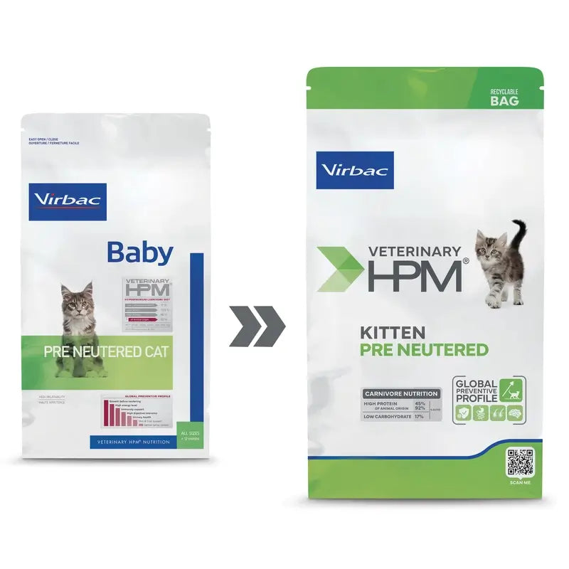 Virbac Veterinary HPM Kitten Pre Neutered Cat, 3 kg, kissanruoka