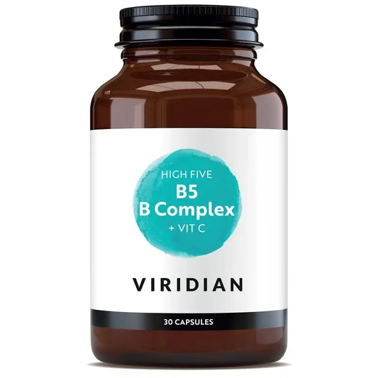 Viridian High Five B-vitamiinikompleksi, jossa on magnesiumaskorbaattia, 30 kasviskapselia. 
