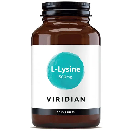 Viridian L-lysiini 500 mg, 30 kapselia. 