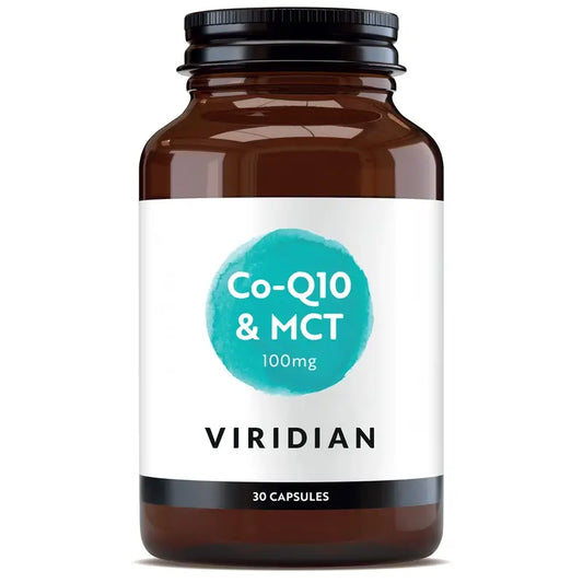 Viridian Q10 100 mg. Sisältää MCT:tä, 30 kasviskapselia. 