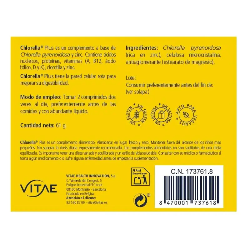 Chlorella Plus 60 tablettia – Sisältää chlorella-levää ja sinkkiä