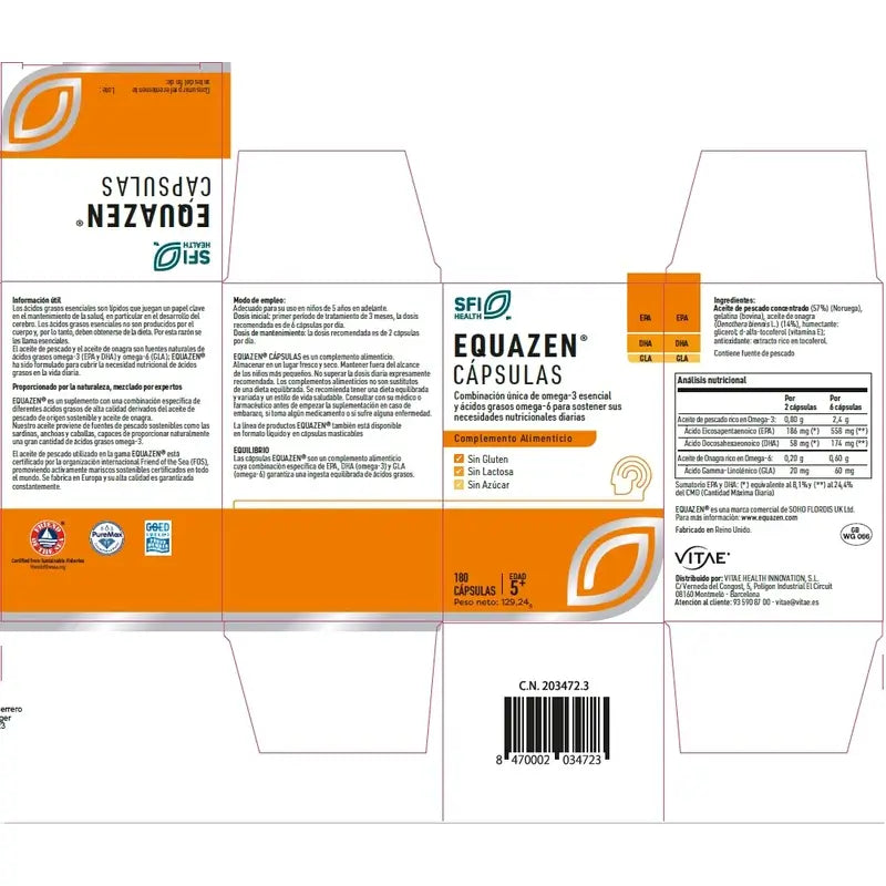Equazen 180 kapselia – Sisältää omega-3- ja omega-6-rasvahappoja