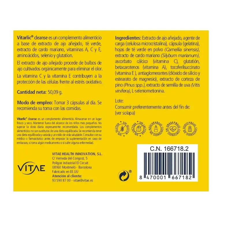 Vitarlic Cleanse 90 kapselia – Sisältää kypsytettyä valkosipulia ja koentsyymi Q10:tä