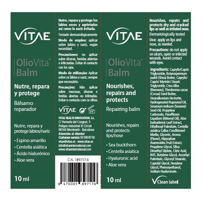 OlioVita Balm 10 ml – sisältää meripihkaa ja hyaluronihappoa
