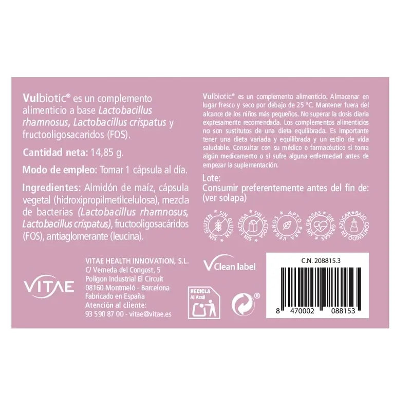 Vulbiotic 30 kapselia – Tabletit emättimen mikrobiomin tasapainon ylläpitämiseen