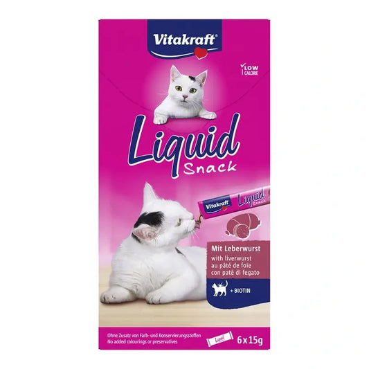 Vitakraft Cat Liquid Snack -patee, jossa on biotiinia, 11 x 6 kpl
